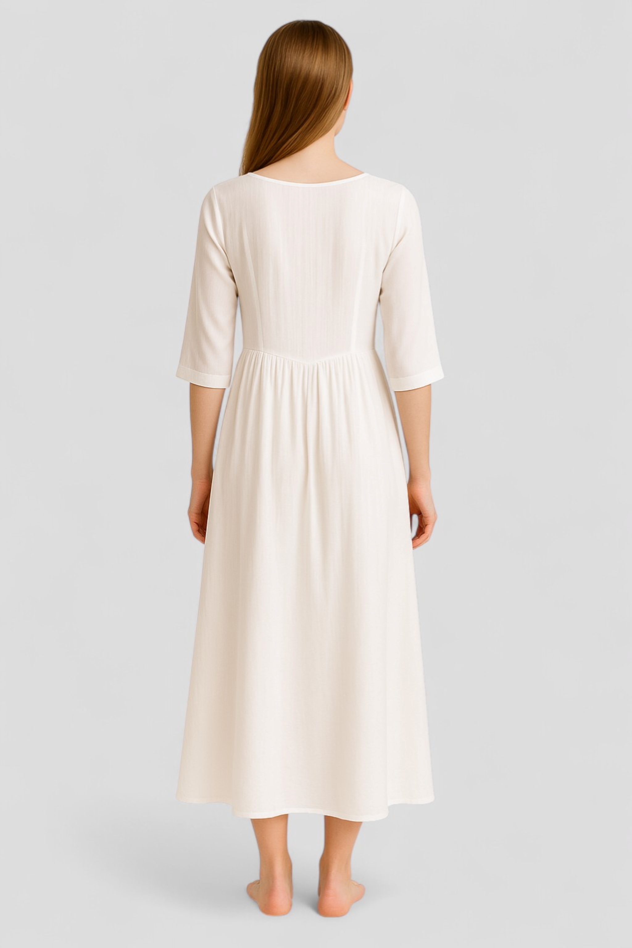 Rita | Abito Donna Estivo in Lino Comodo - - abbigliamento casual abito estivo abito versatile comfort fashion estivo lino maniche a tre quarti scollatura quadrata stile taglie comode - Concept Palermo