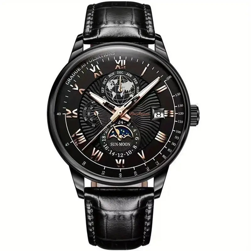 PhaseClock - Elegante orologi meccanici da uomo con un tocco di lusso - Nero Nero - - Concept Palermo