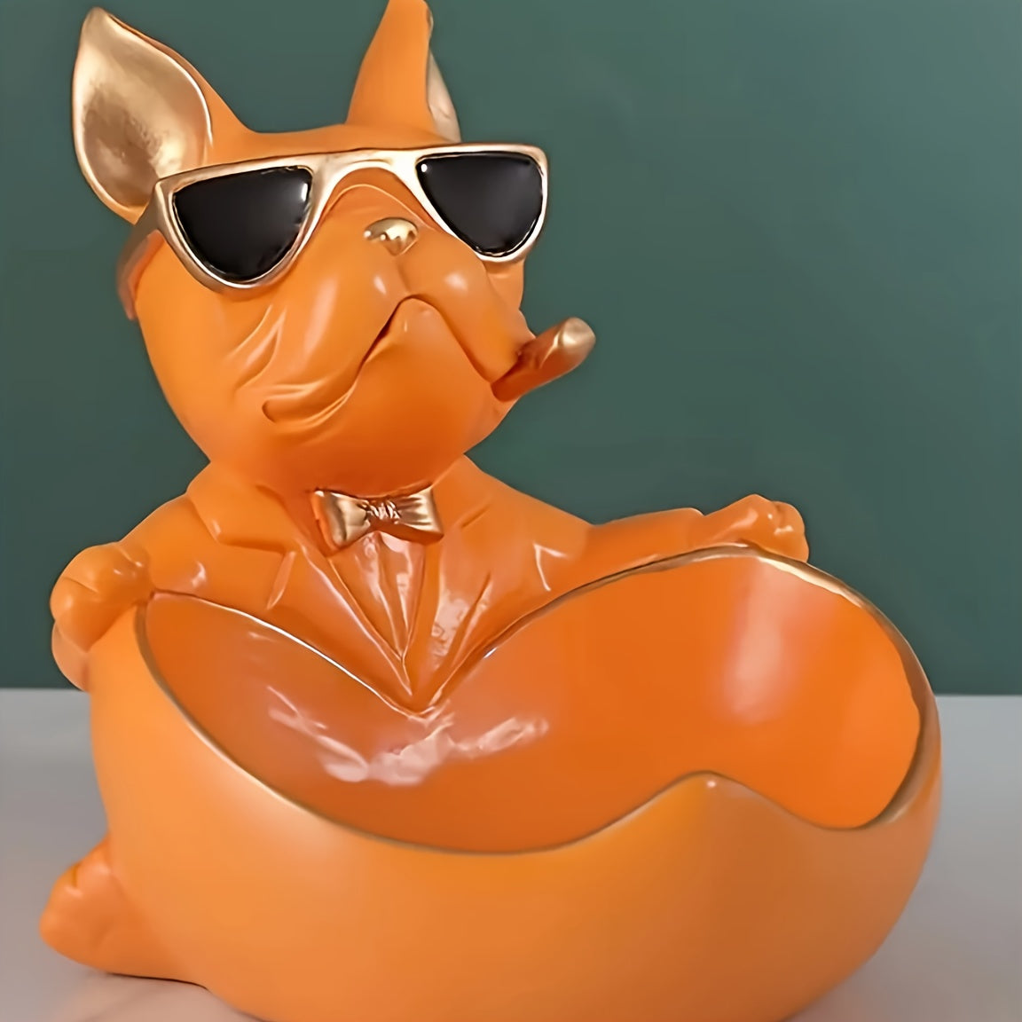 Sander | Vassoio portaoggetti Bulldog nero per la decorazione della casa - Arancia - aitest Decoratie - Concept Palermo