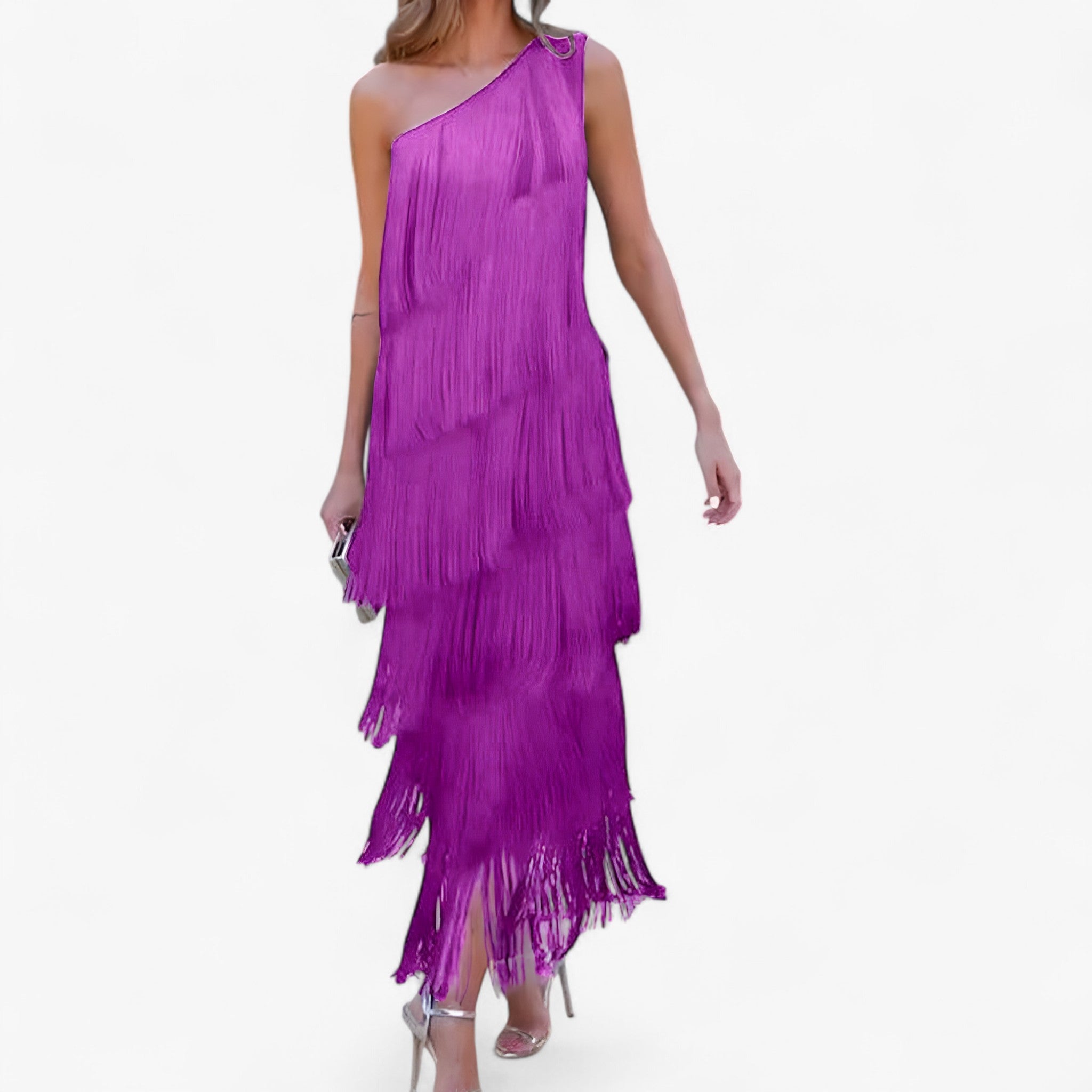 Liana | Abito Elegante con Frange – Movimento Che Incanta a Ogni Passo - Fucsia - abito da ballo abito da festa abito elegante donna look da sera vestito con frange vestito glamour - Concept Palermo