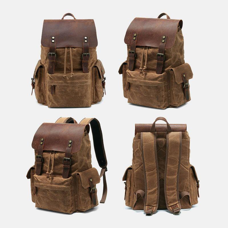 Zaino per laptop RetroRider in tela e pelle - - Backpacks - Concept Palermo