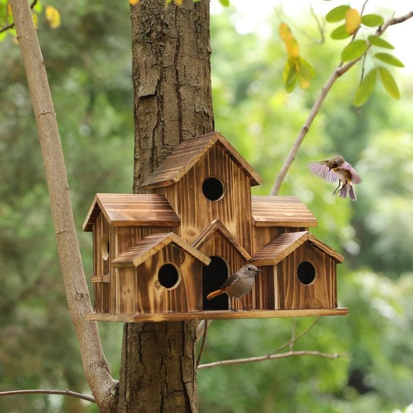 Casetta per uccelli fatta a mano con 6 fori - - new_for_google - Concept Palermo