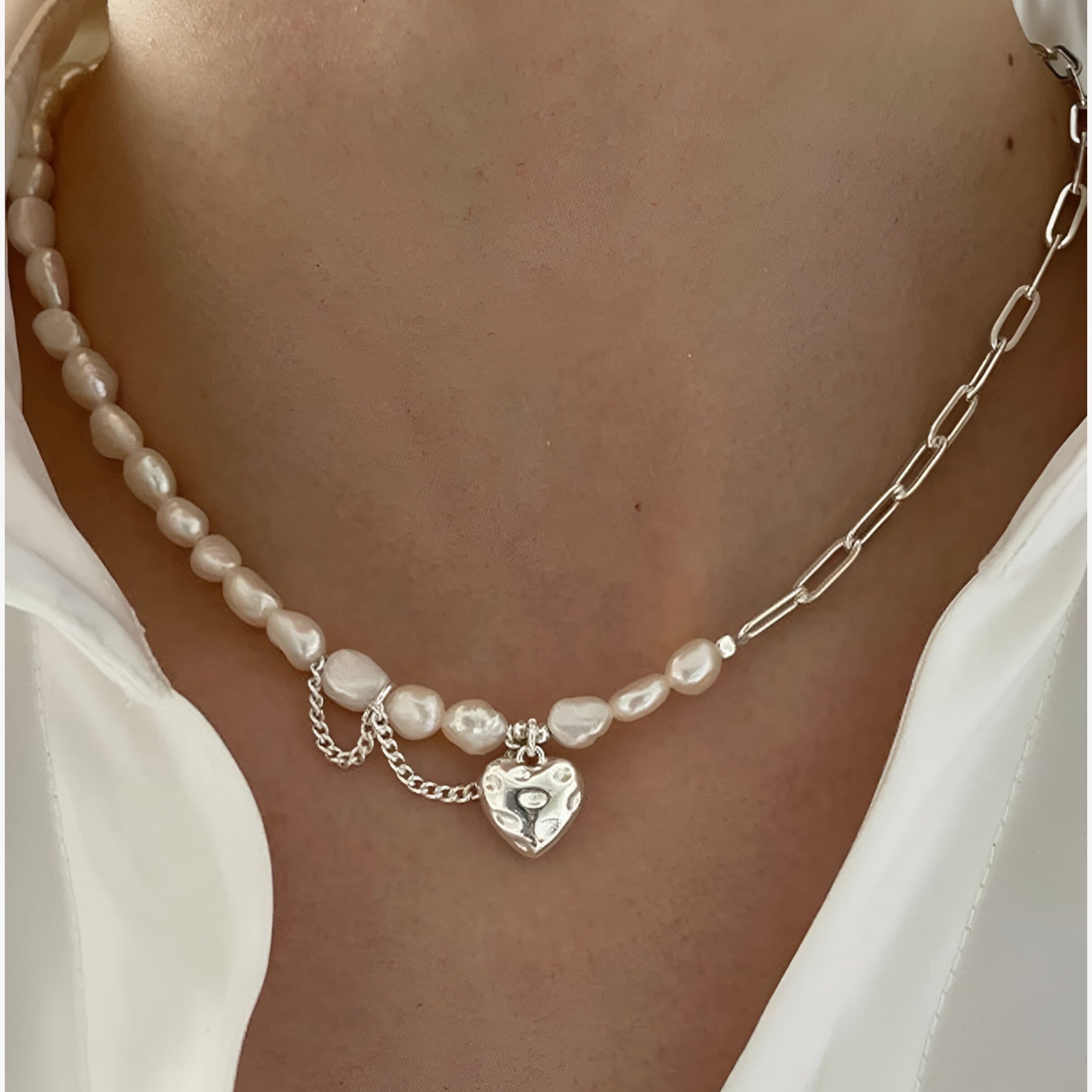 Sophia | Collana Asimmetrica Hartparel - - 925 Silver gifts-necklace necklace Pearls Silver & Pearl - Concept Palermo
