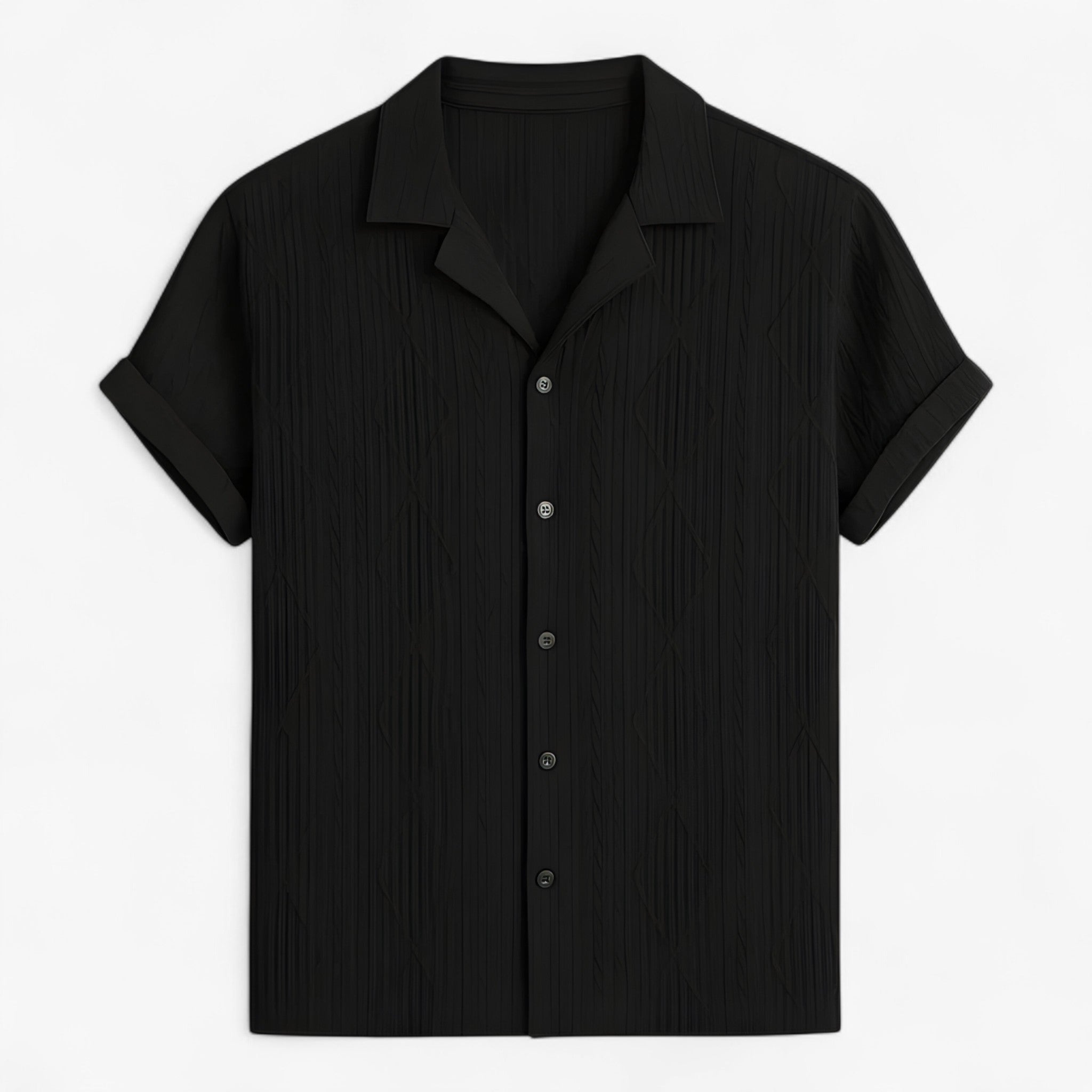 Jelo | Camicia Cubana Geometrica Jacquard - Nero - - Concept Palermo