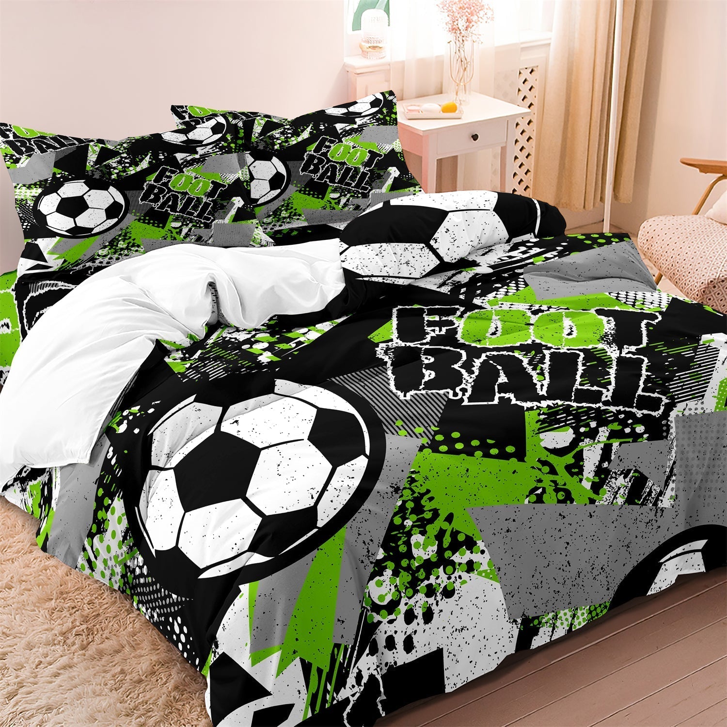 CoolCovers - Piumino da bambino a tema calcio Copripiumino Set di biancheria da letto - EU King - bedsheets Duvet Duvetcover - Concept Palermo