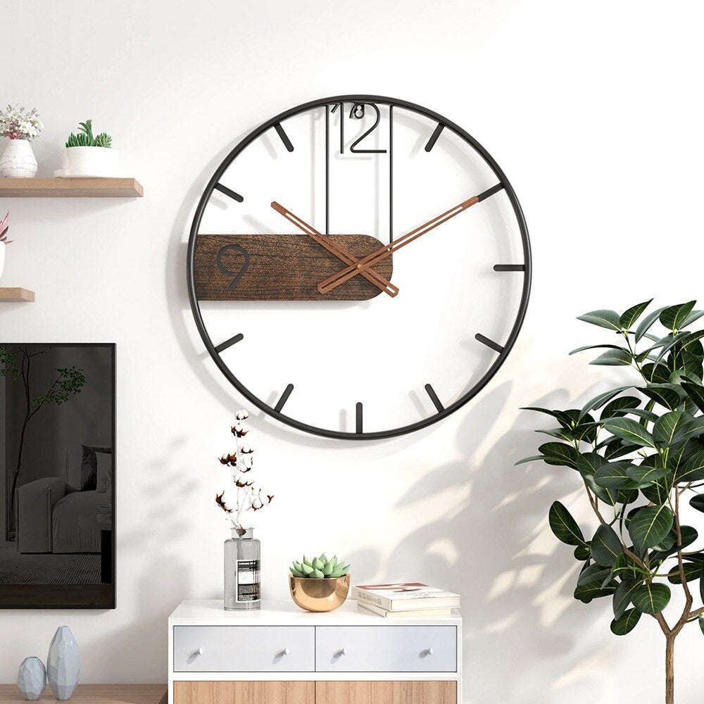 Acciaio-Noce | Orologio dal design elegante - Espande il tuo spazio con un raffinato mix di materiali - - clocks wall clocks wallclock - Concept Palermo
