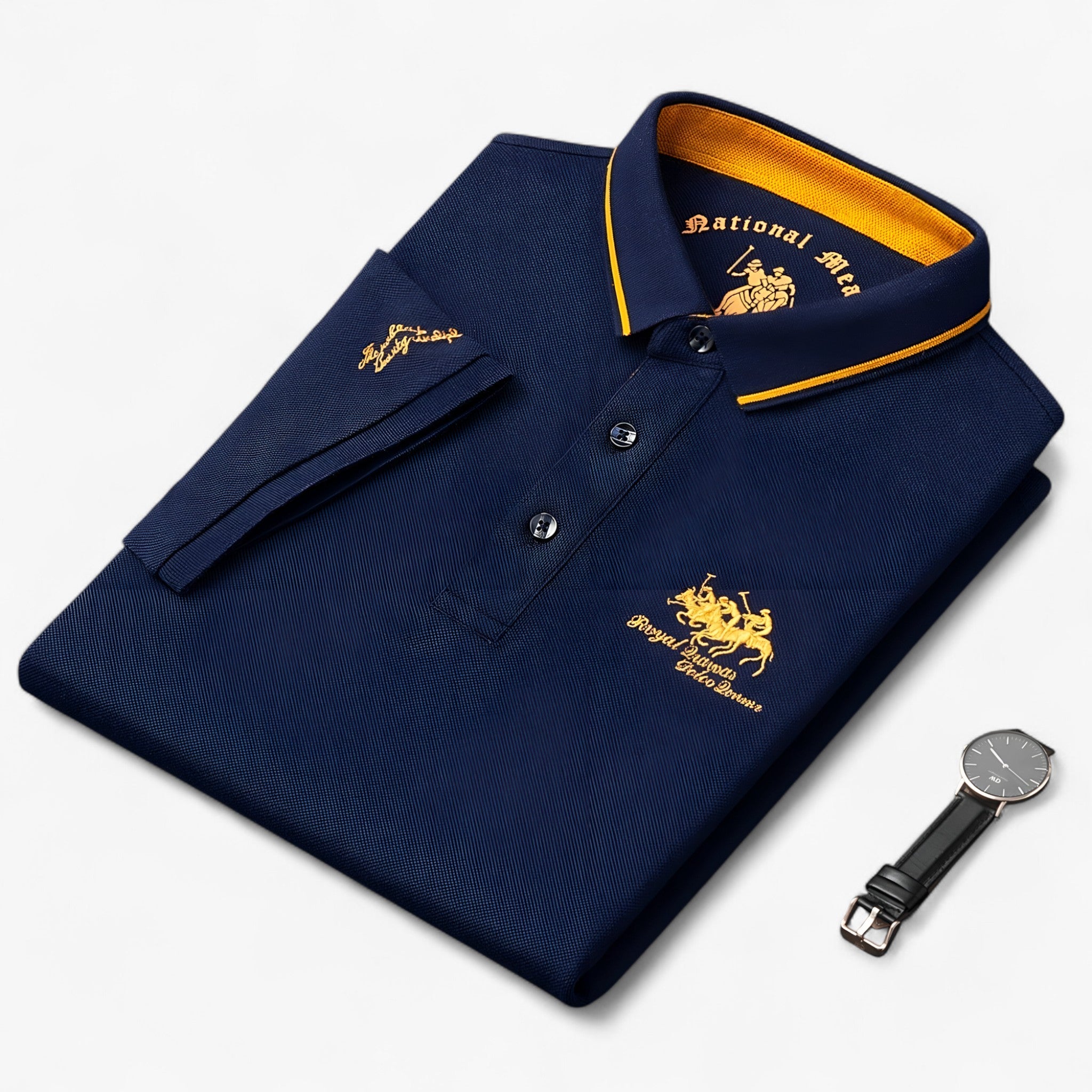 Leonardo | Polo in cotone di lusso - Blu - men's polo men's polo shirt - Concept Palermo