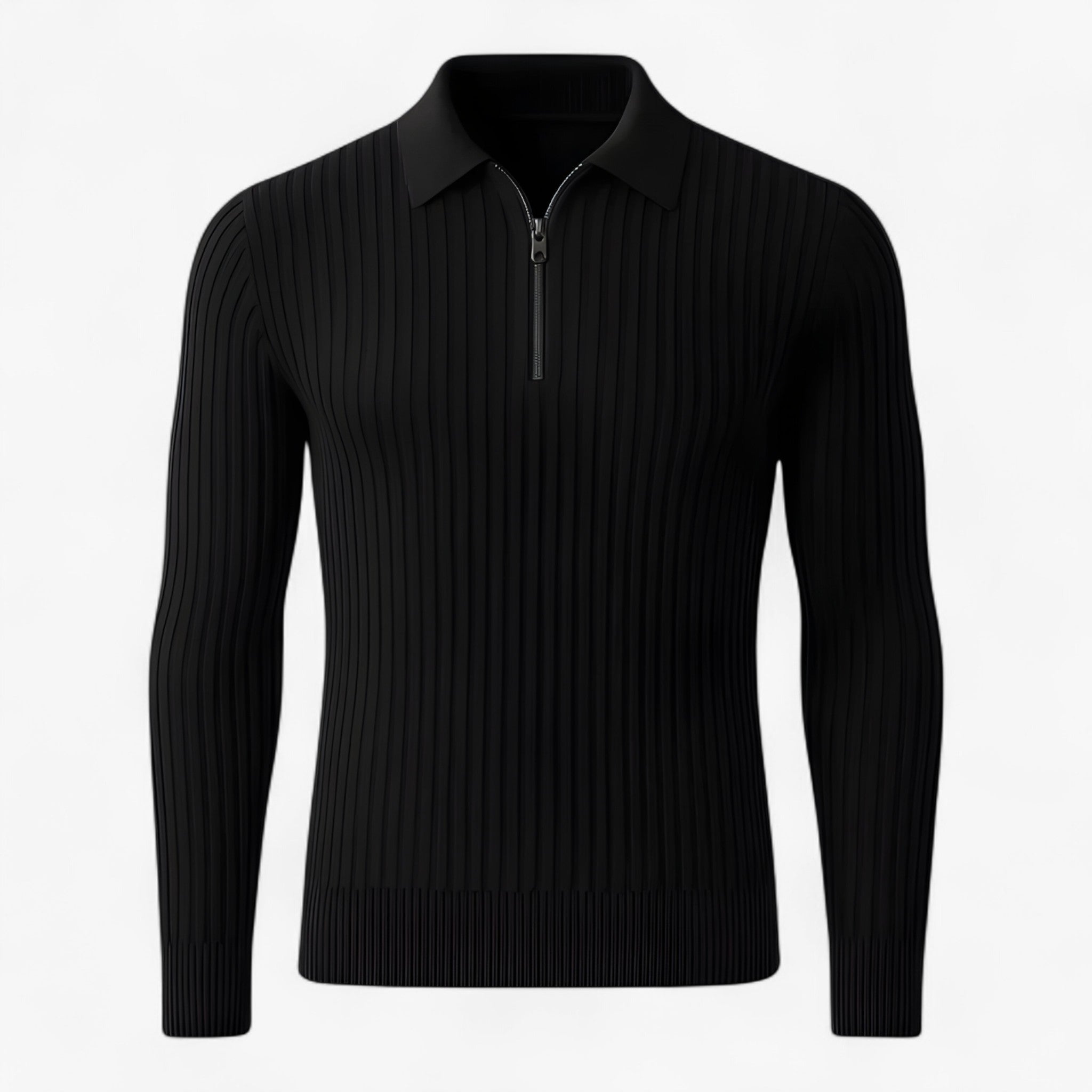 Jerry - Maglione in Merino a Mezzo Zip - Nero - - Concept Palermo