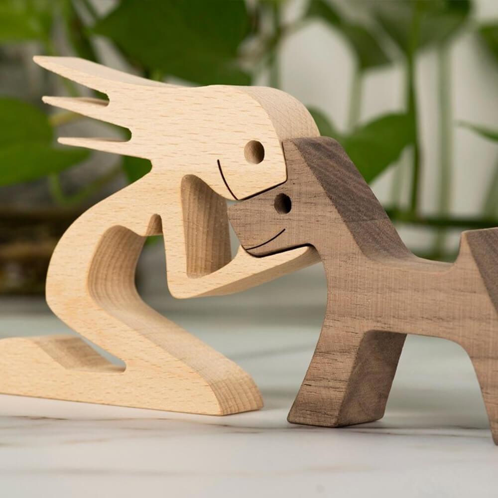 Scultura in legno di uomo e cane - - M1548 new_for_google - Concept Palermo