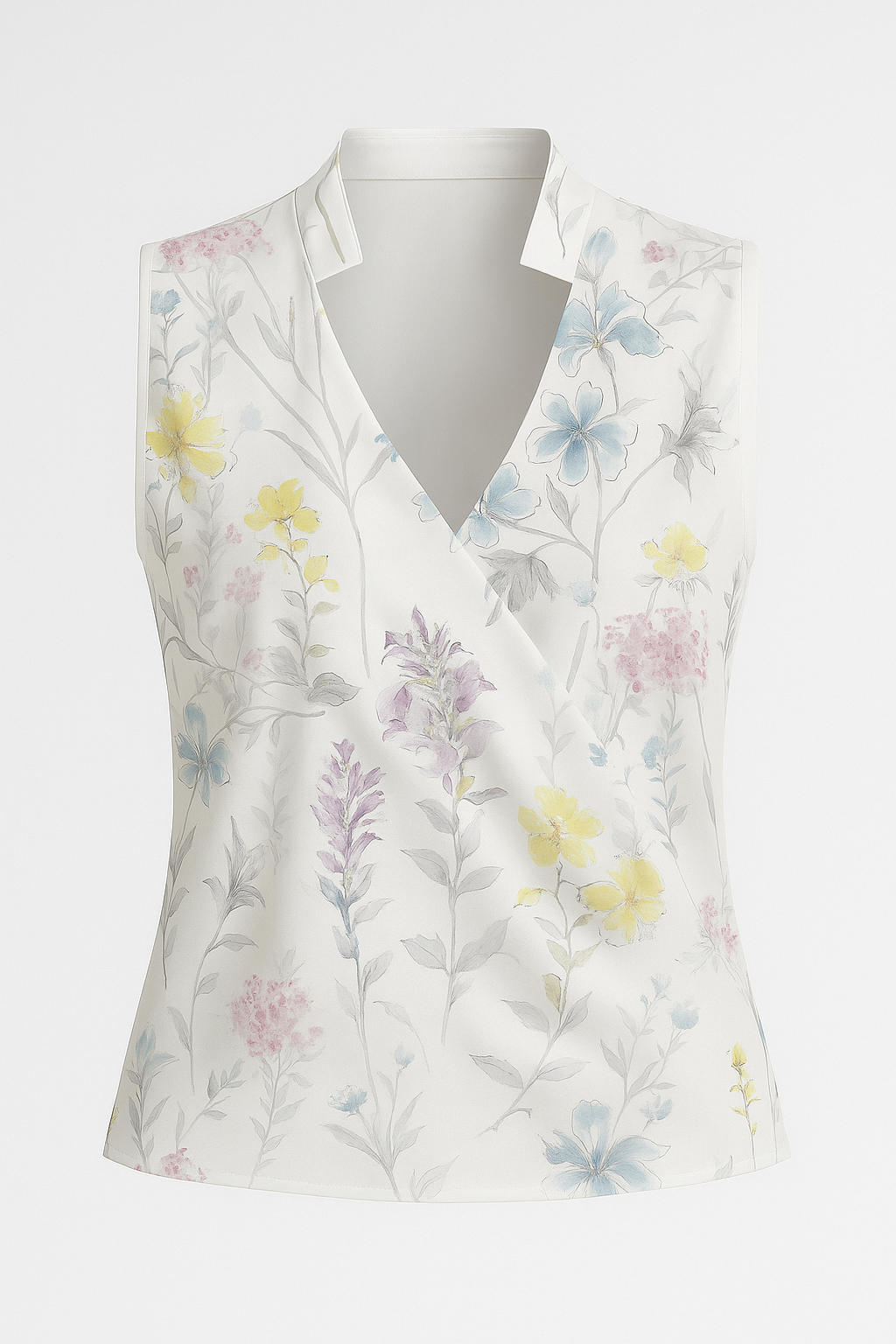 Elena | Blusa senza maniche con scollo a V e colletto alto - Fiore 1 - fashion Frauen Oberteil - Concept Palermo