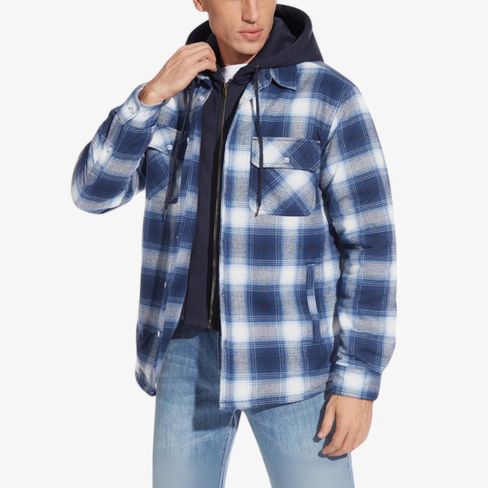 Mikkel | Flanella a Righe con Cappuccio - Blu - - Concept Palermo
