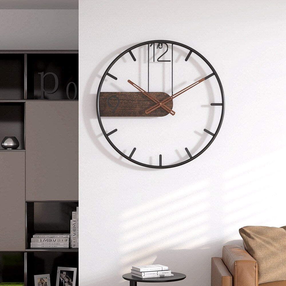 Acciaio-Noce | Orologio dal design elegante - Espande il tuo spazio con un raffinato mix di materiali - - clocks wall clocks wallclock - Concept Palermo