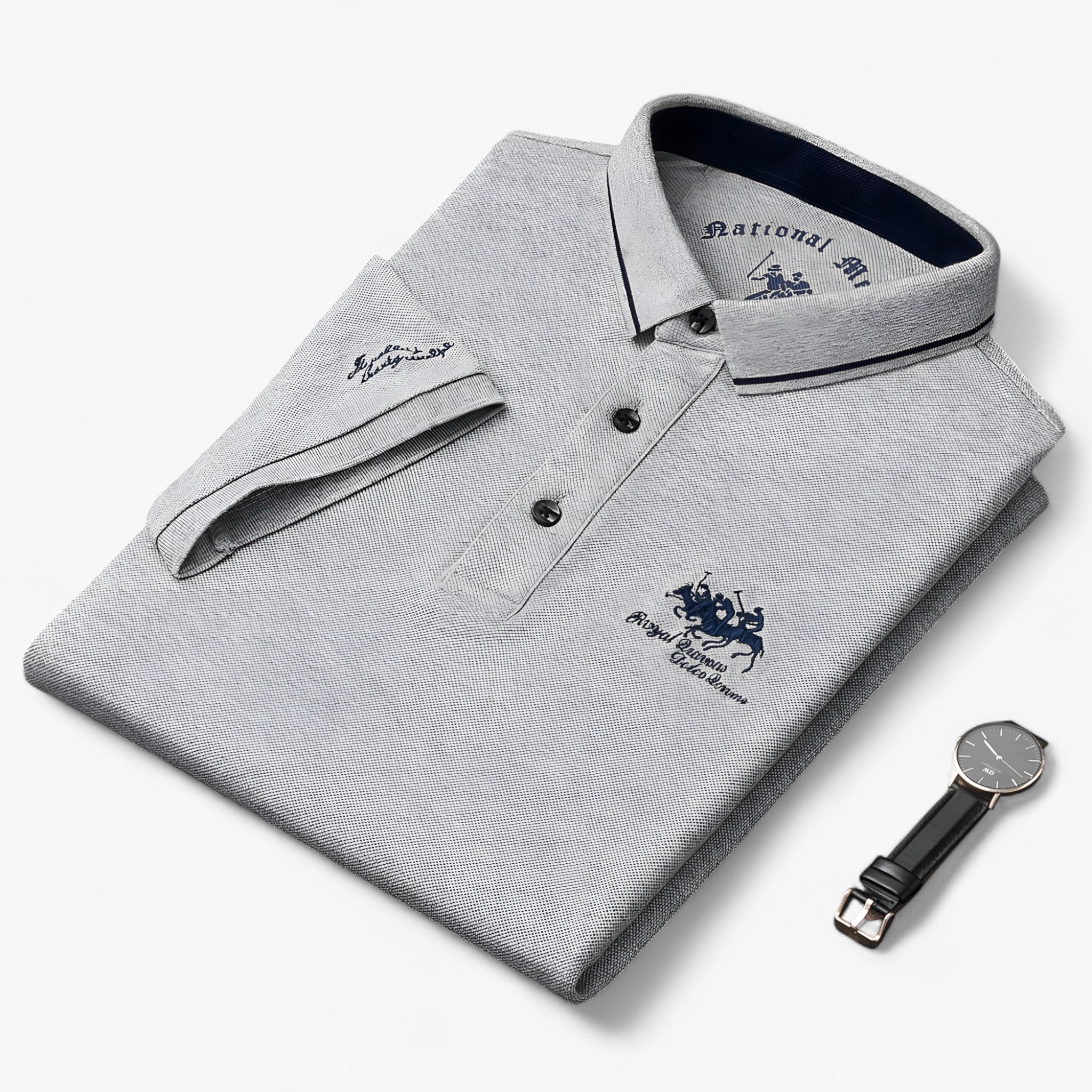 Leonardo | Polo in cotone di lusso - Grigio - men's polo men's polo shirt - Concept Palermo