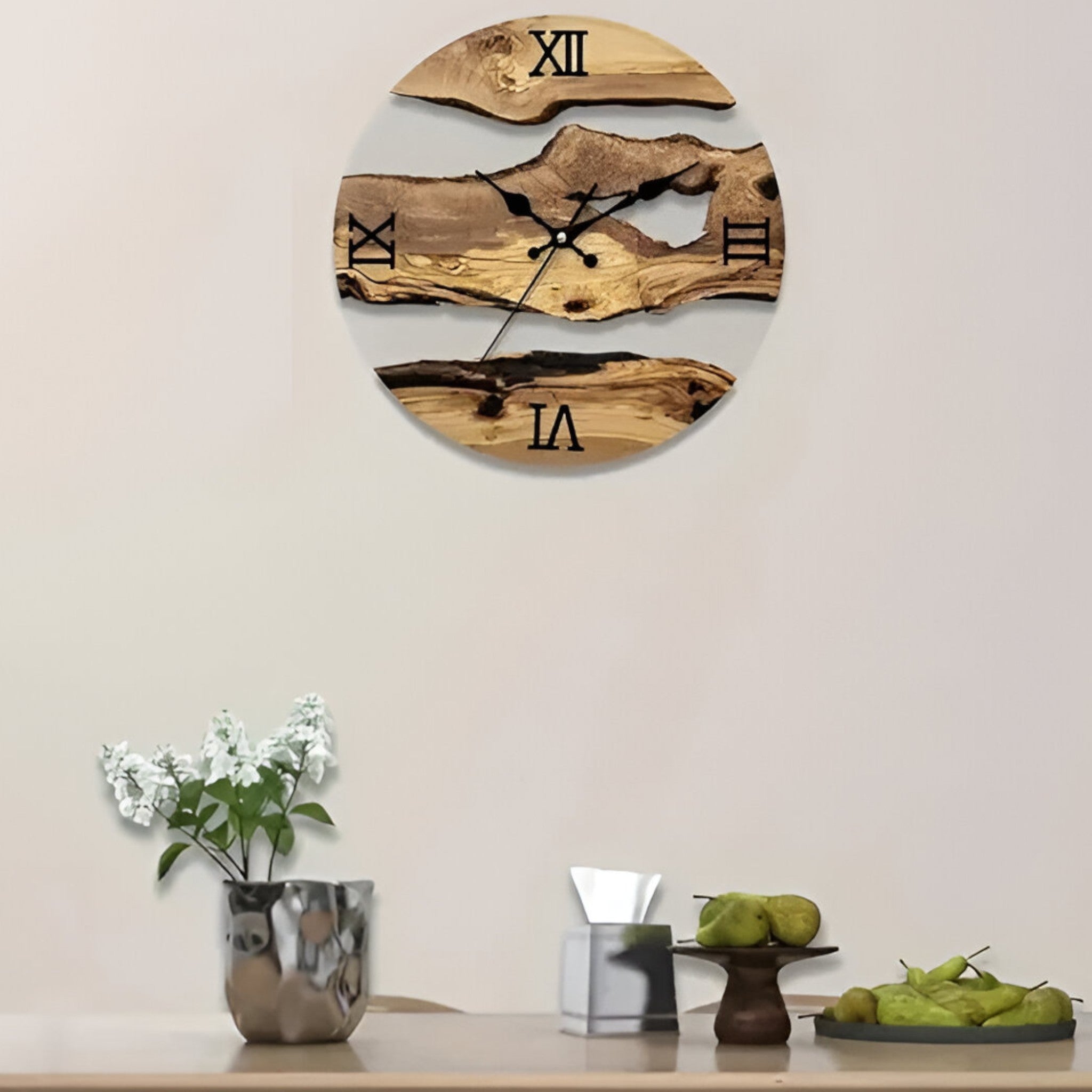 Alaric | Orologio da parete minimalista con accenti in legno - - P277 wall clock - Concept Palermo