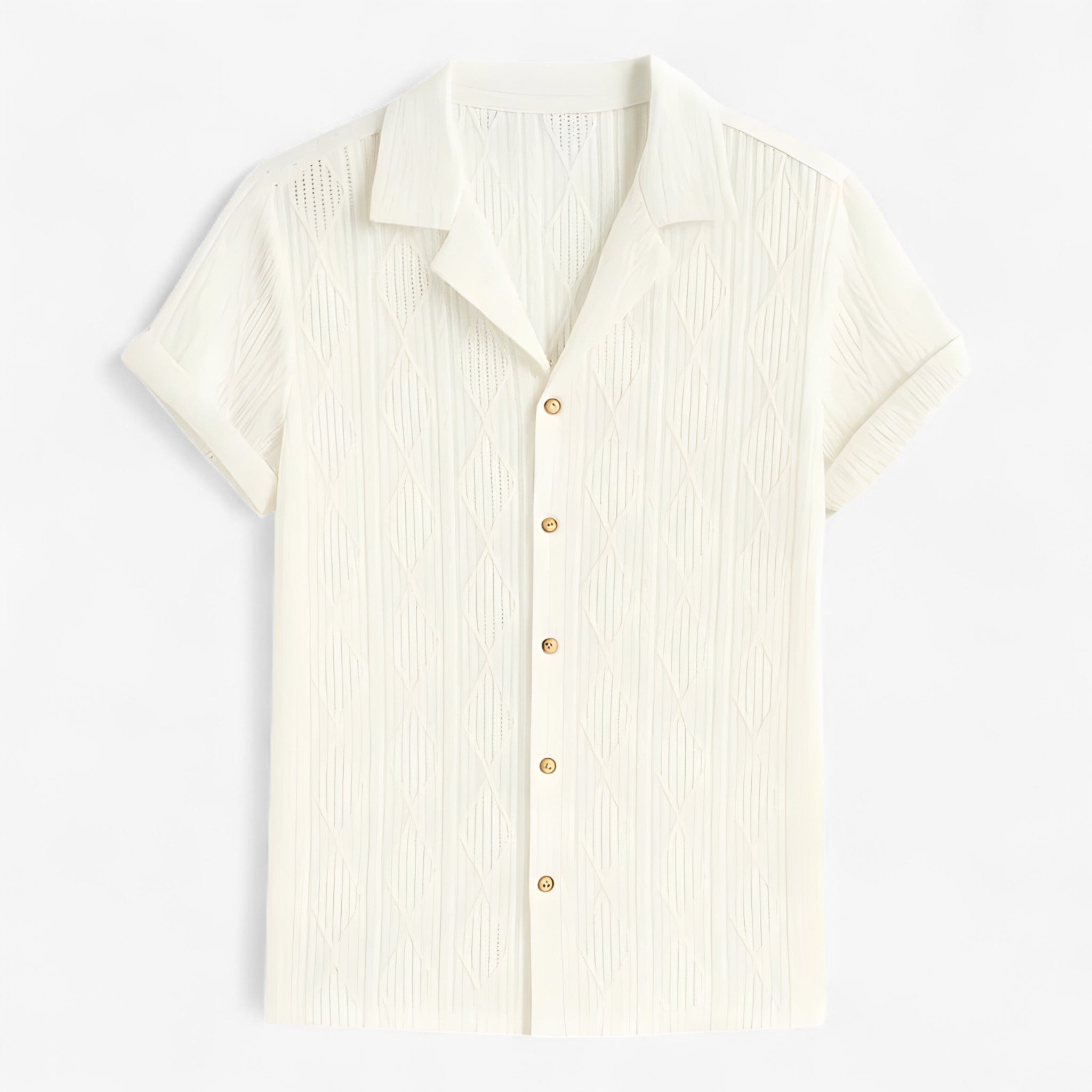 Jelo | Camicia Cubana Geometrica Jacquard - Bianco - - Concept Palermo