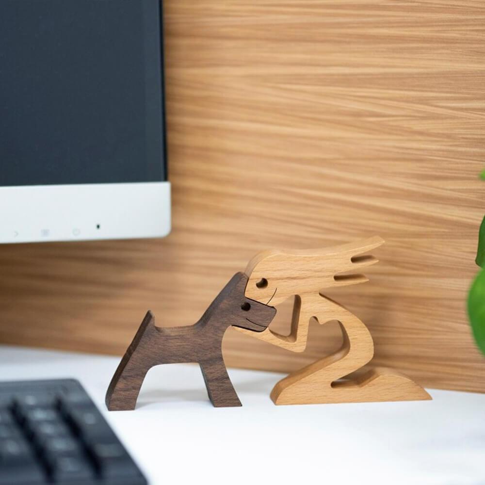 Scultura in legno di uomo e cane - - M1548 new_for_google - Concept Palermo