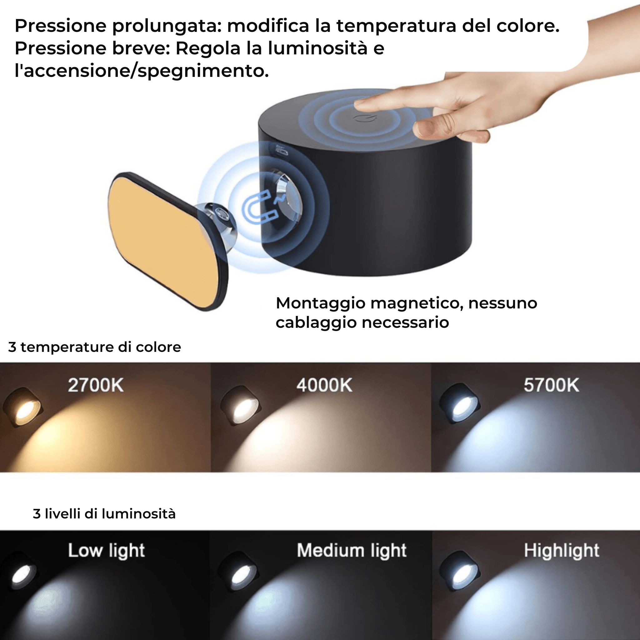 Flexilight™ | Lampada da parete wireless ricaricabile a 360° - - home Væglamper - Concept Palermo