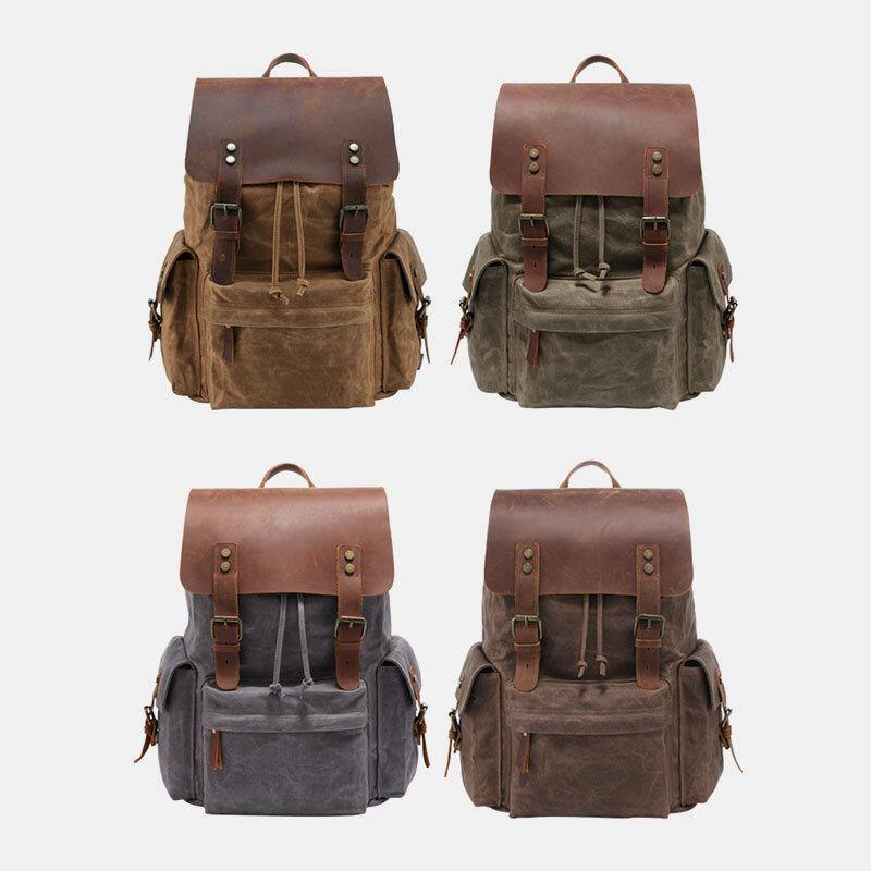 Zaino per laptop RetroRider in tela e pelle - - Backpacks - Concept Palermo