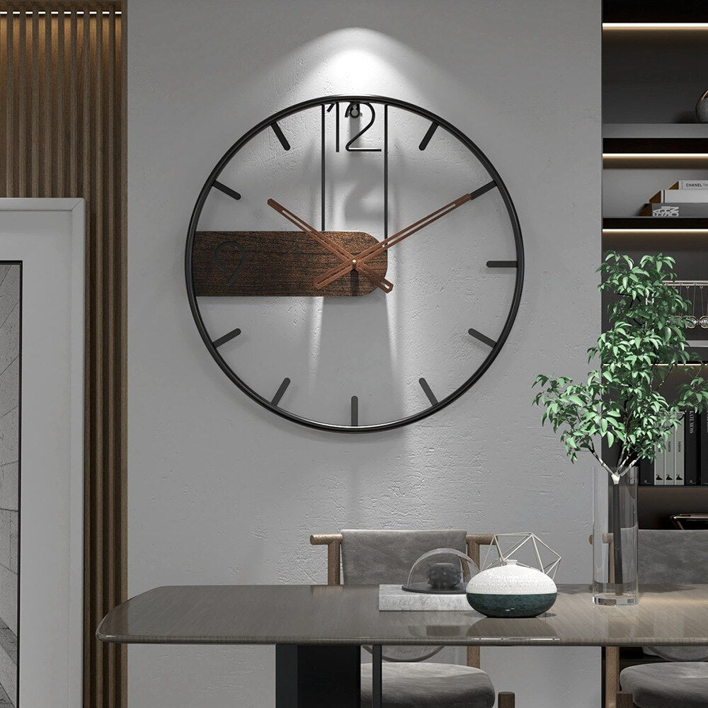 Acciaio-Noce | Orologio dal design elegante - Espande il tuo spazio con un raffinato mix di materiali - - clocks wall clocks wallclock - Concept Palermo