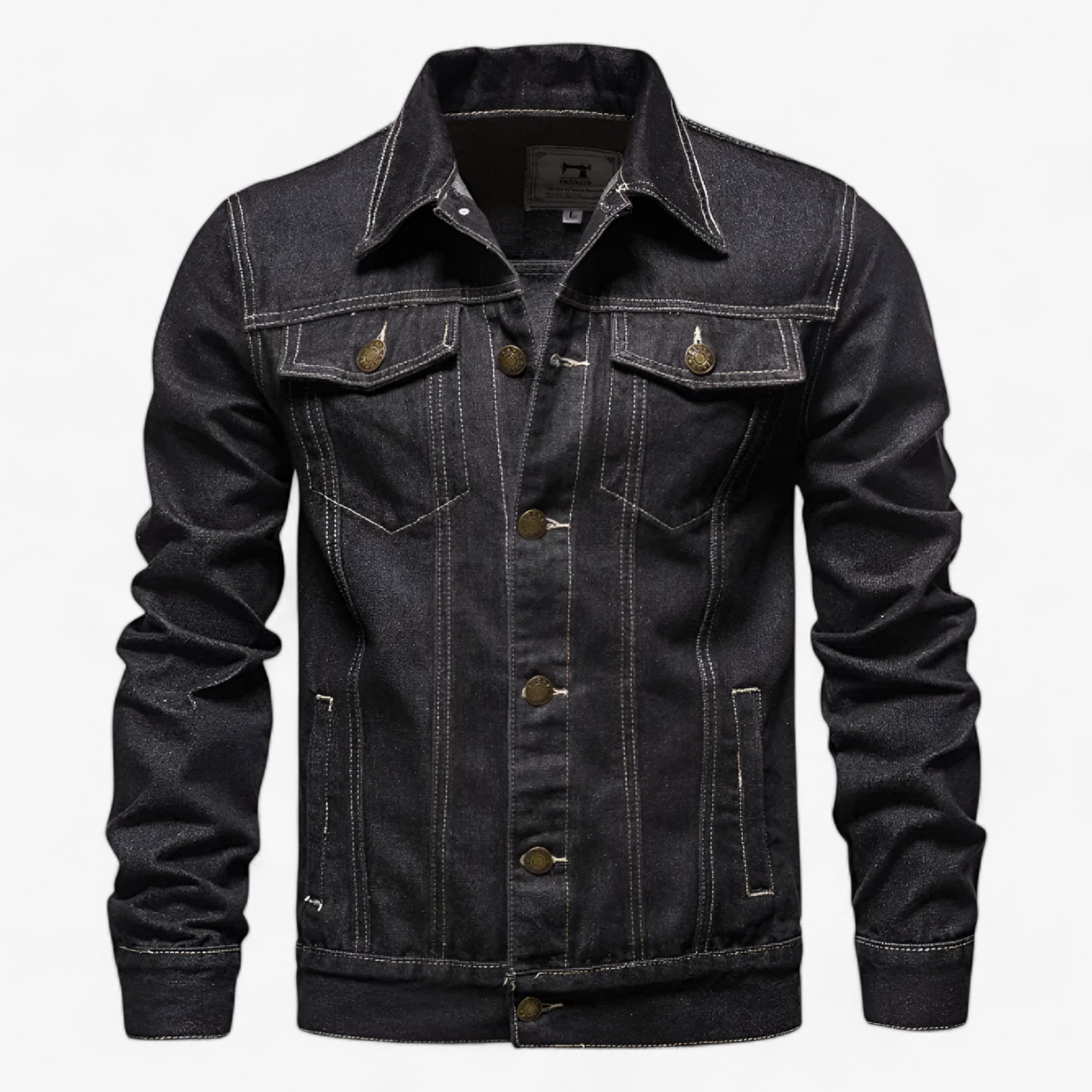 Frederik | Giacca di jeans - Eleganza retrò per uomini - Nero - F044 - Concept Palermo