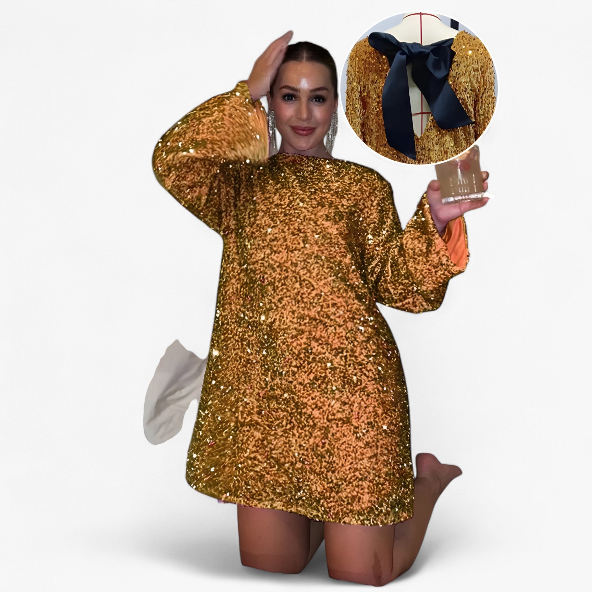 Jenny | Minidress con paillettes - Oro - 1012402 1itemsoldjan16th Damesmode dresses-ai elegant_dresses-ai spring Tuckhub velori oslo20241009 Women - Concept Palermo