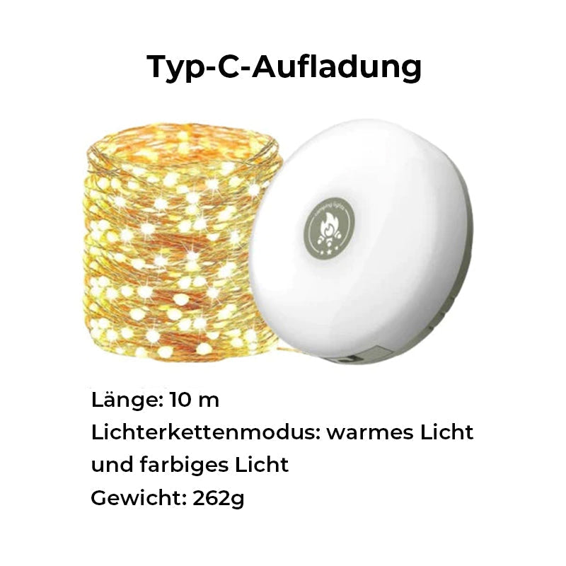 Catena luminosa portatile, pieghevole e a tenuta stagna - Ricarica di tipo C 10 m 393.7 inch - camping lights lights - Concept Palermo