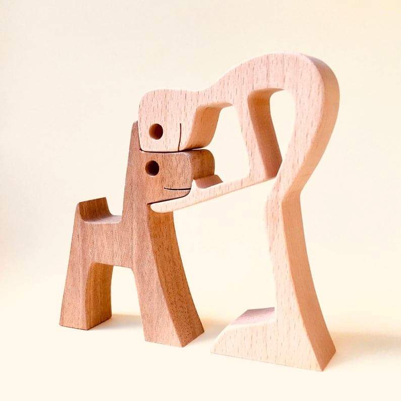 Scultura in legno di uomo e cane - - M1548 new_for_google - Concept Palermo