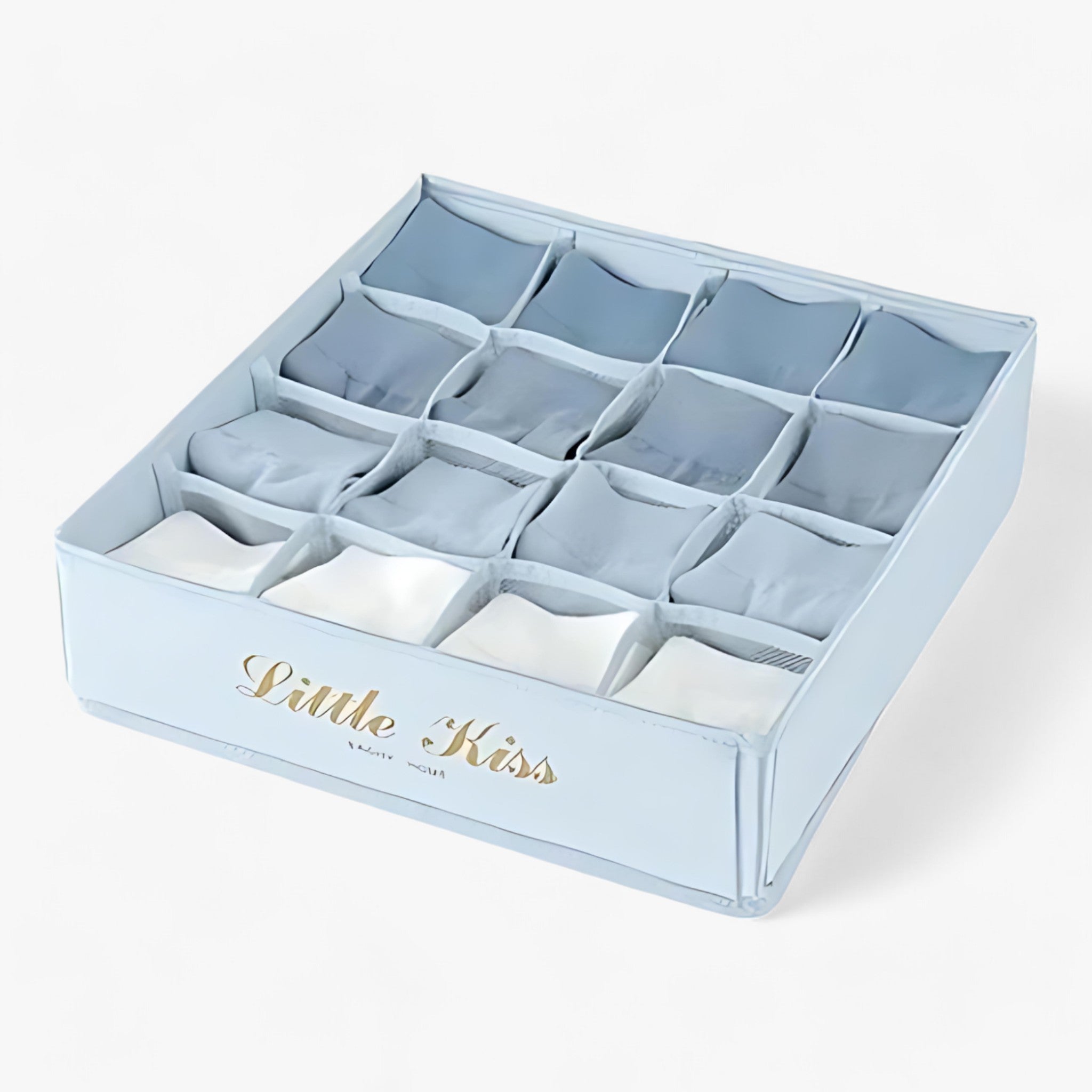 Organizzatore per guardaroba | Caja pieghevole per biancheria intima - Divisore per cassetti con accesso facile - 16 scomparti blu - wardrobe organizer - Concept Palermo