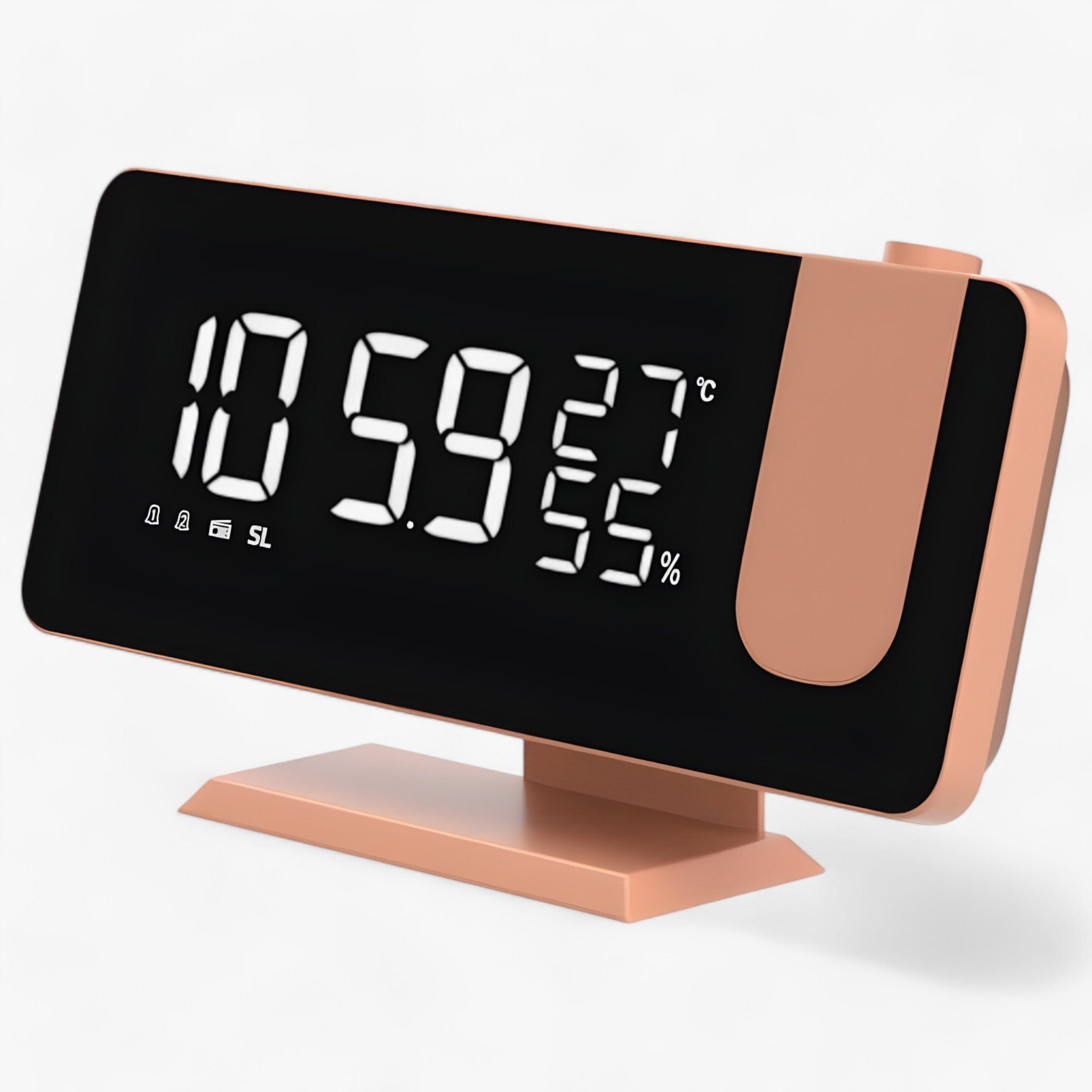 Aton | Sveglia Intelligente - Radio FM e Display LED con Proiezione dell'Ora a 180° - Oro Rosa - clocks - Concept Palermo