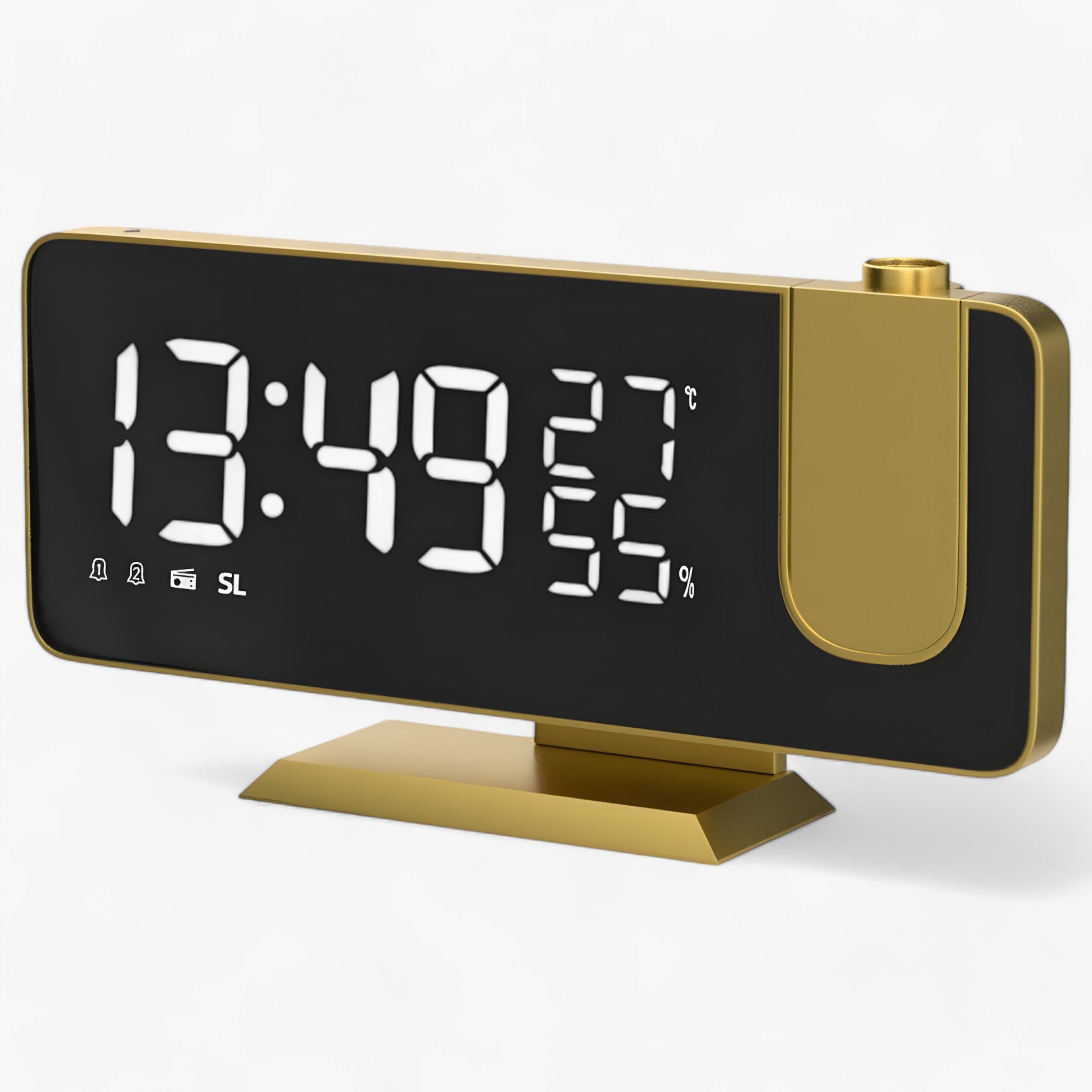 Aton | Sveglia Intelligente - Radio FM e Display LED con Proiezione dell'Ora a 180° - Oro - clocks - Concept Palermo