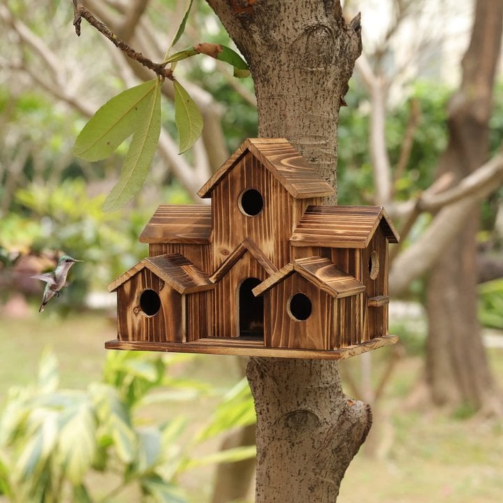 Casetta per uccelli fatta a mano con 6 fori - - new_for_google - Concept Palermo