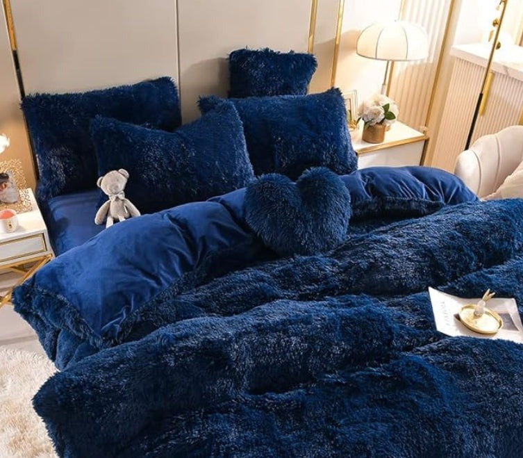 Softy | Set (5 pezzi) Coperta in microfibra morbida e spessa per l'inverno - Blu Scuro - Blankets Fleece - Concept Palermo