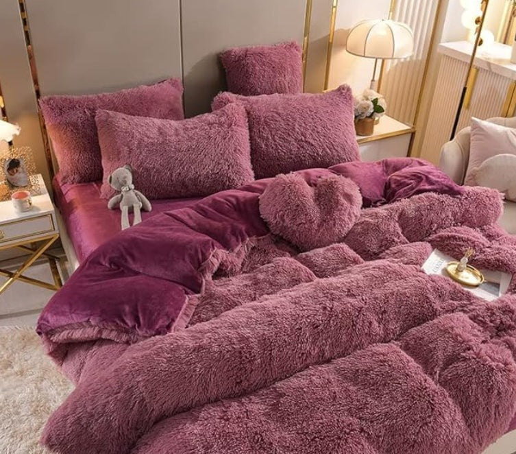 Softy | Set (5 pezzi) Coperta in microfibra morbida e spessa per l'inverno - Rosa Scuro - Blankets Fleece - Concept Palermo