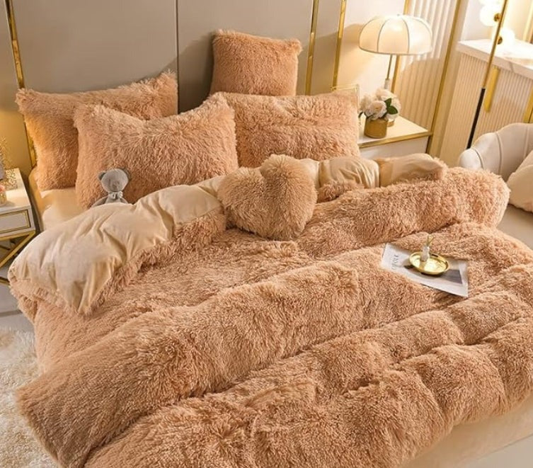 Softy | Set (5 pezzi) Coperta in microfibra morbida e spessa per l'inverno - Marrone Arancione - Blankets Fleece - Concept Palermo