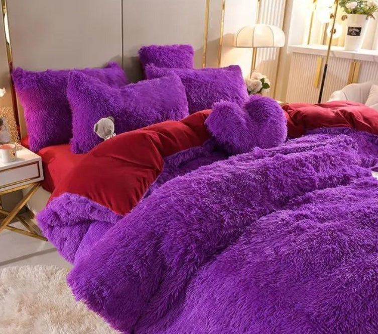 Softy | Set (5 pezzi) Coperta in microfibra morbida e spessa per l'inverno - Viola - Blankets Fleece - Concept Palermo