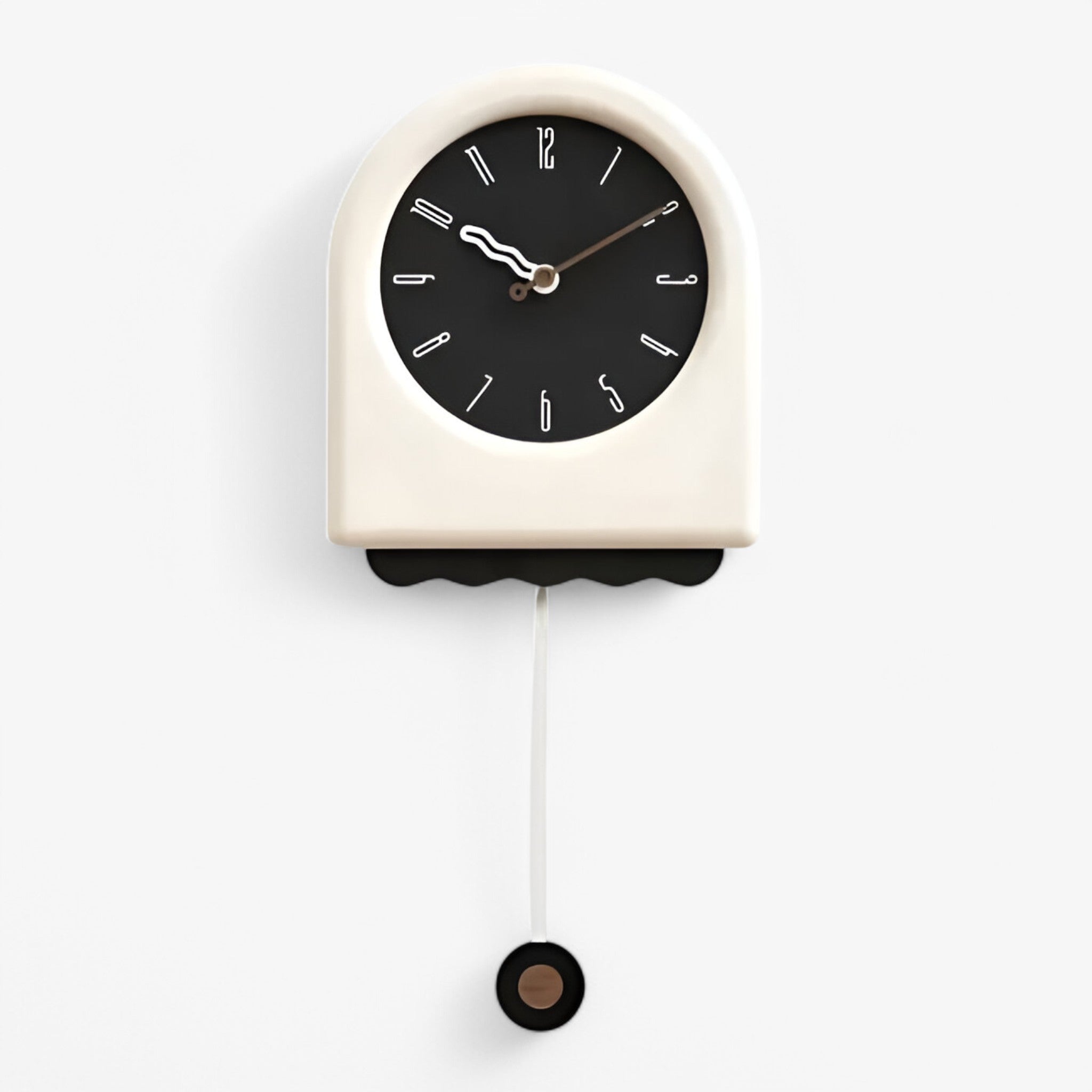 Thomas | Orologio da parete moderno con pendolo dal design essenziale - Beige con nero - P238 wall clock - Concept Palermo