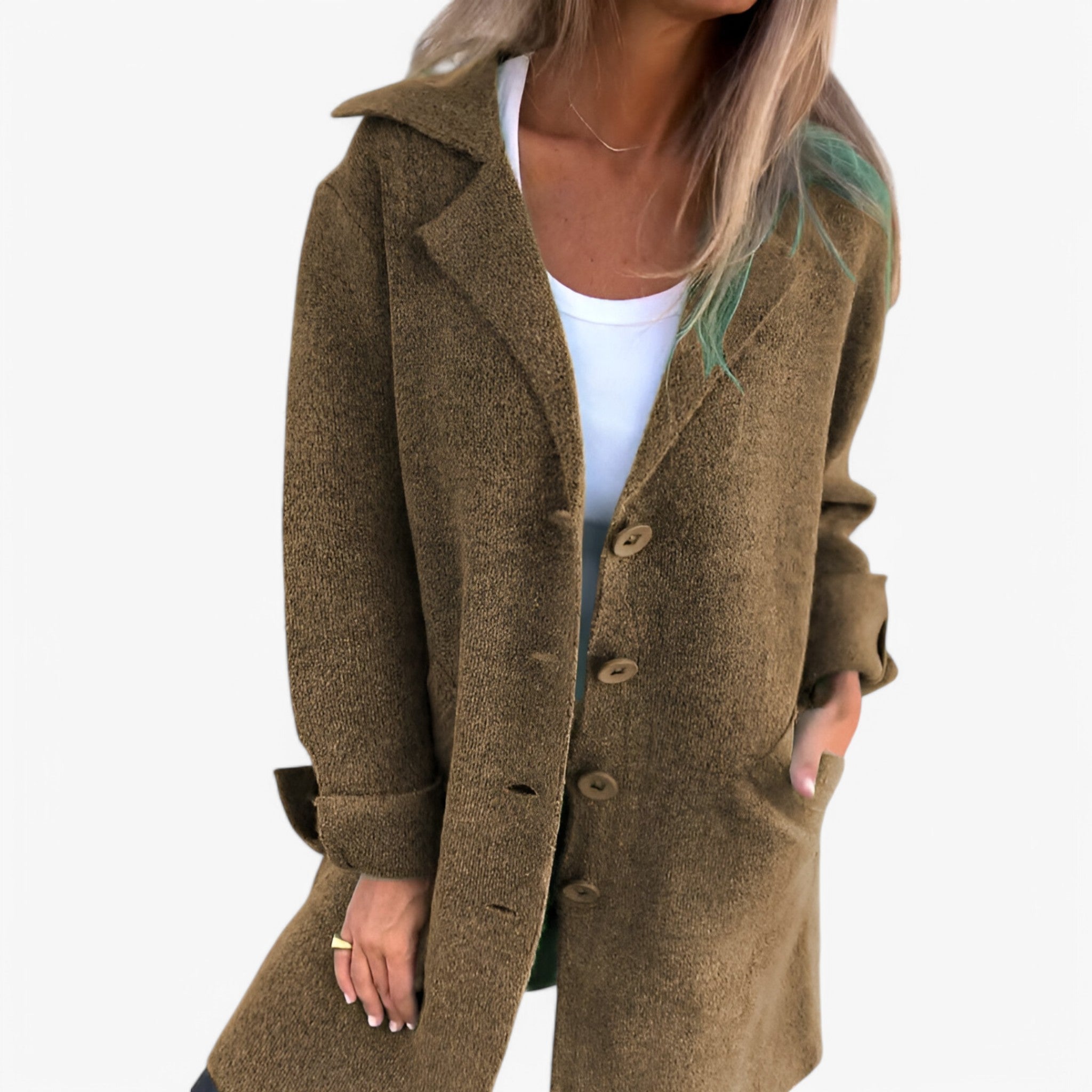 Milena | Giacca di lana - Alla moda e calda - Marrone - blazer Coat WOMEN - Concept Palermo
