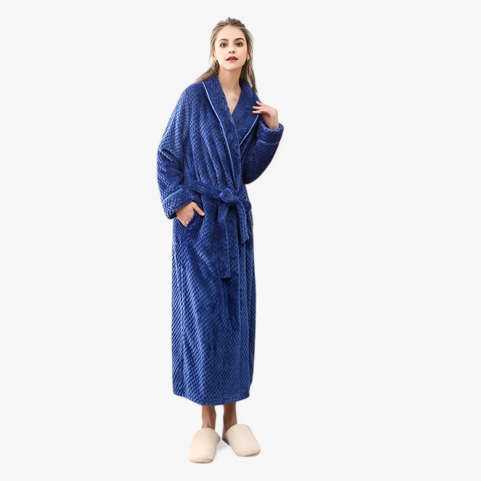 Sofia | Morbido Accappatoio in Pile - - Autumn Bathrobes Fleece Fluffy Long Sleeve Nightgown Pajama Pocket Robe Sleepwear Solid Color Spring Winter Women - Concept Palermo