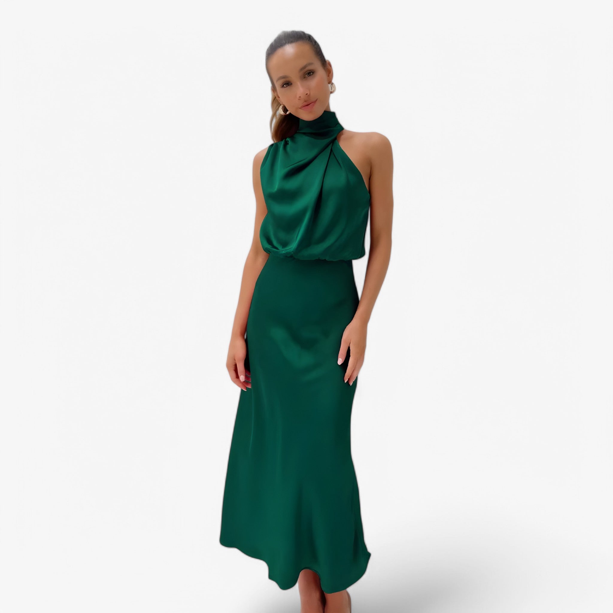 Vivienne | Abito in raso - Grazioso ed elegante - Verde - - Concept Palermo