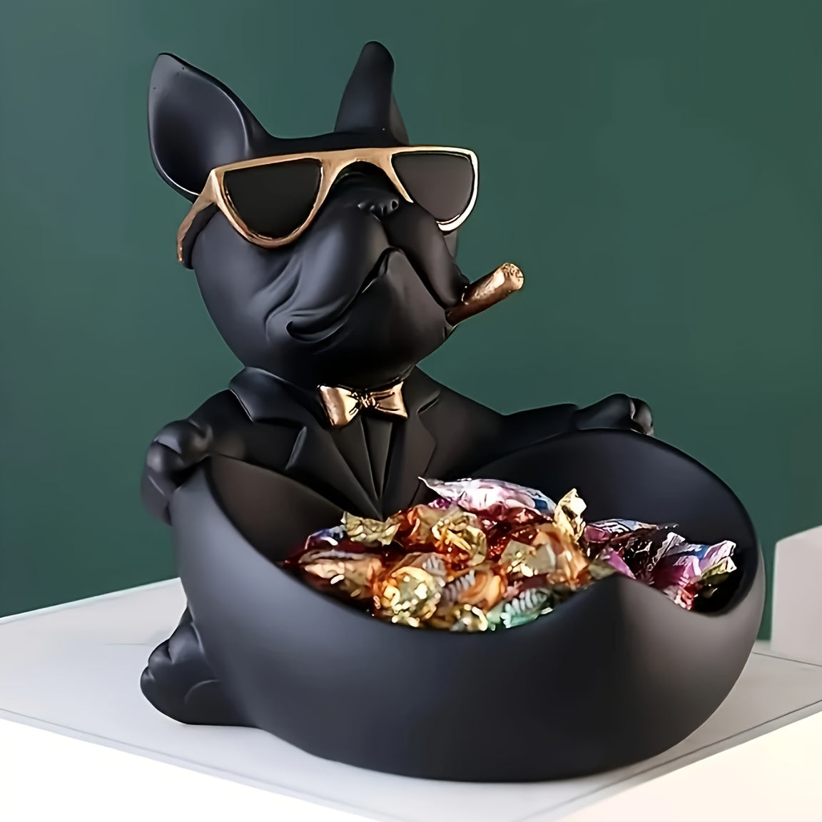 Sander | Vassoio portaoggetti Bulldog nero per la decorazione della casa - Nero - aitest Decoratie - Concept Palermo