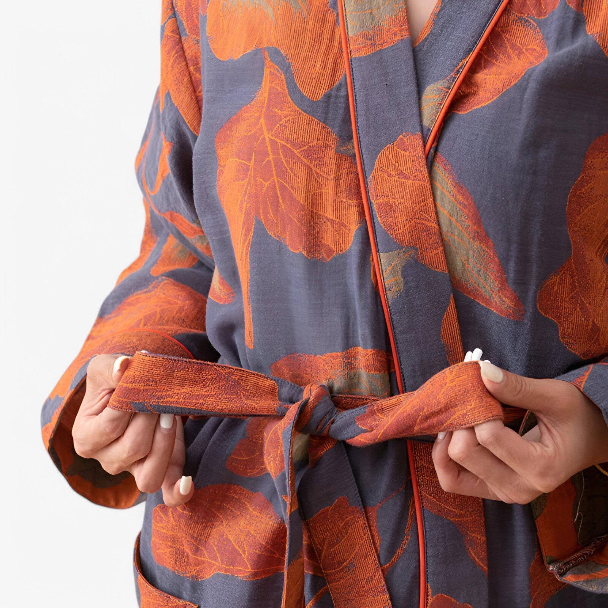 Aurora | Grande cuffia da bagno con cordino - - Bathrobes Cotton Leaf Nightgown Sleepwear Women - Concept Palermo