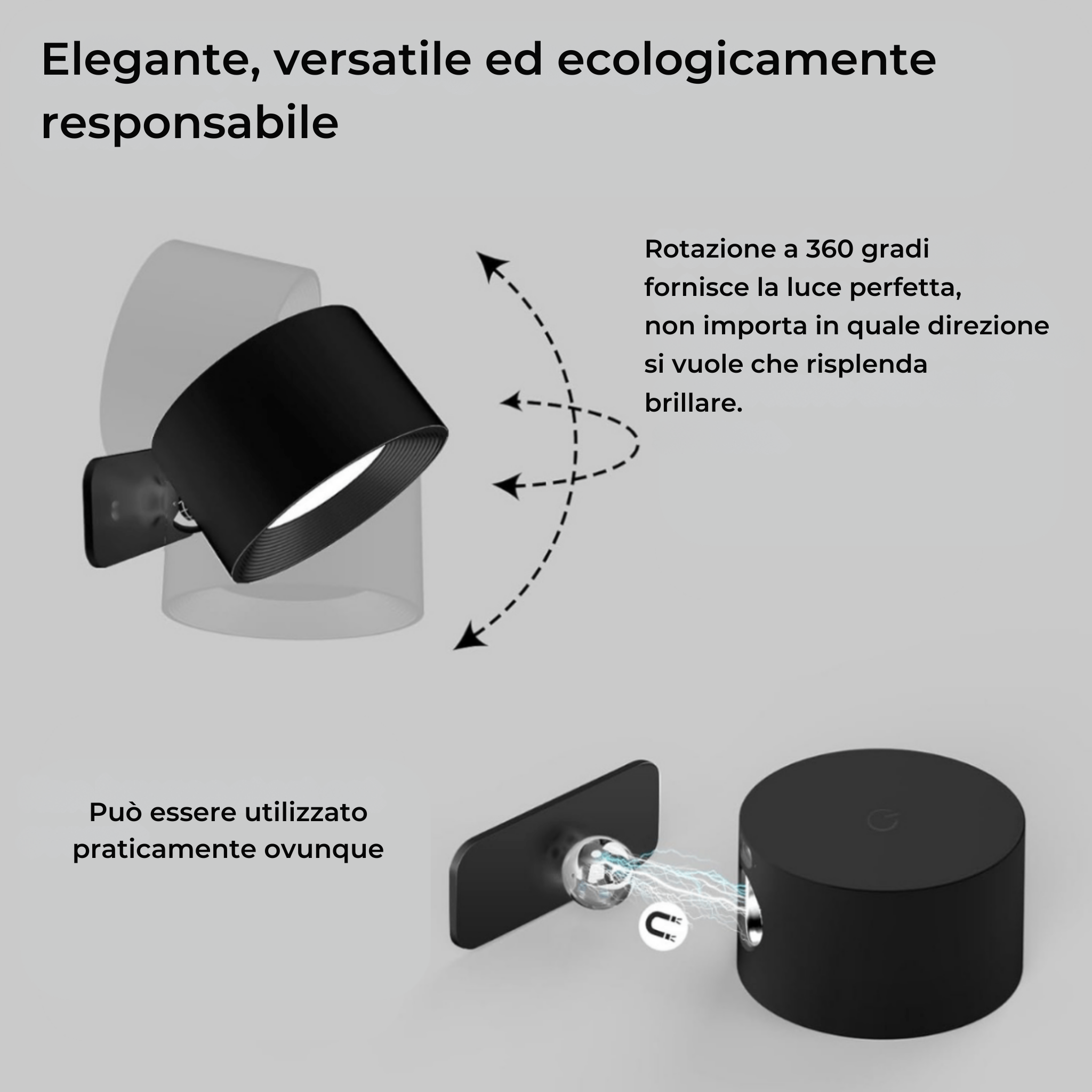 Flexilight™ | Lampada da parete wireless ricaricabile a 360° - - home Væglamper - Concept Palermo