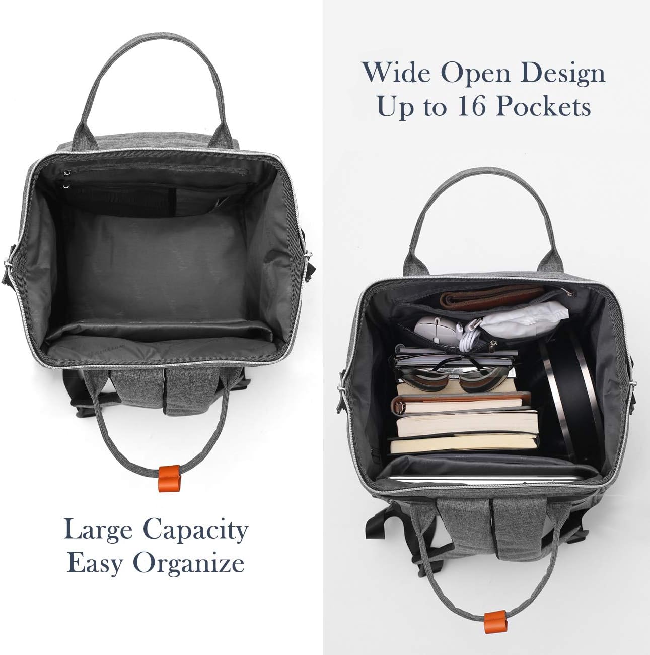 Zaino portacomputer da 15,6 pollici per donna, impermeabile e antifurto, zaino scolastico per ragazze, ragazze adolescenti, zaino da donna per viaggi, lavoro, università, grigio - - Backpacks Bags - Concept Palermo
