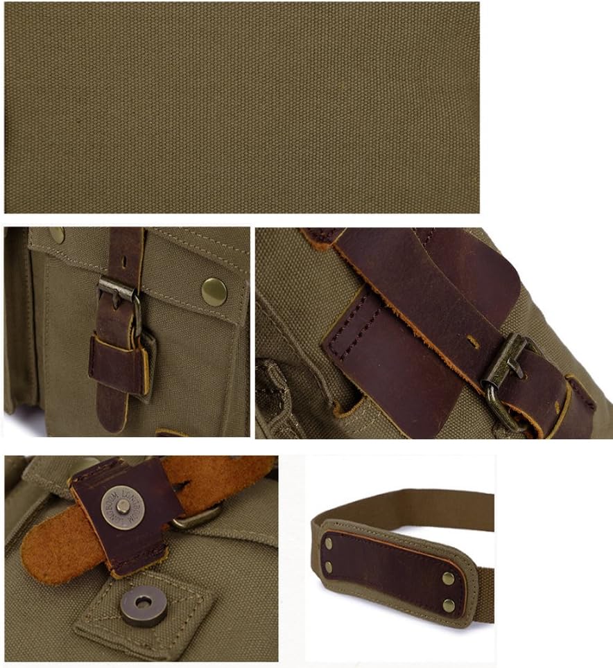 Jonon Borsa a tracolla vintage militare in tela per laptop da 13,3-17 pollici (misura 14,7 pollici, verde), Verde - - - Concept Palermo