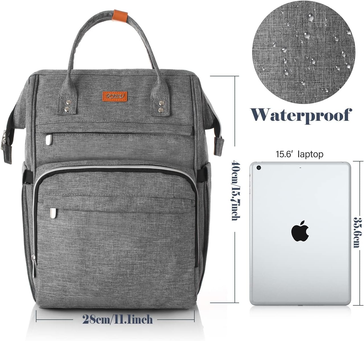 Zaino portacomputer da 15,6 pollici per donna, impermeabile e antifurto, zaino scolastico per ragazze, ragazze adolescenti, zaino da donna per viaggi, lavoro, università, grigio - - Backpacks Bags - Concept Palermo