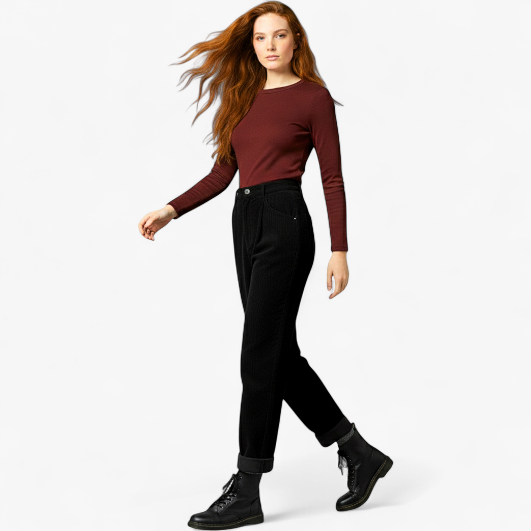 Rosabella | Pantaloni Donna Vintage Vita Alta Eleganti - - abbigliamento casual pantaloni alta vita pantaloni cinque tasche pantaloni donna pantaloni eleganti pantaloni in corda stile versatile - Concept Palermo