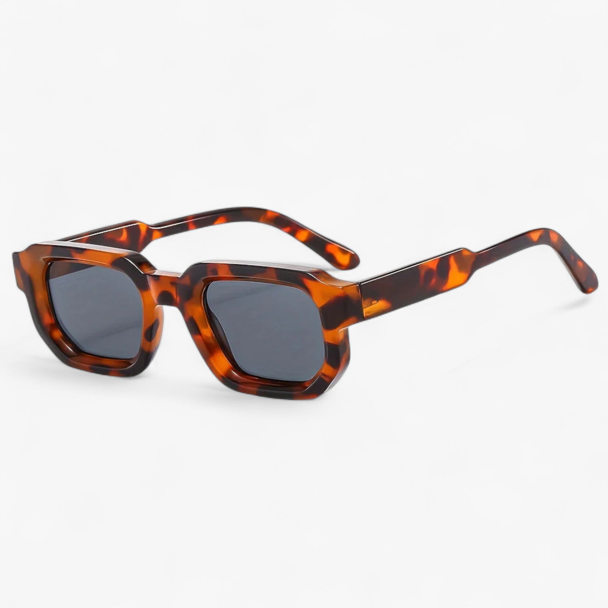 Occhiali da sole retro nuovi con montatura quadrata per uomini - Montatura grigia con lenti leopardate - Fashion Sunglasses Sunglasses - Concept Palermo