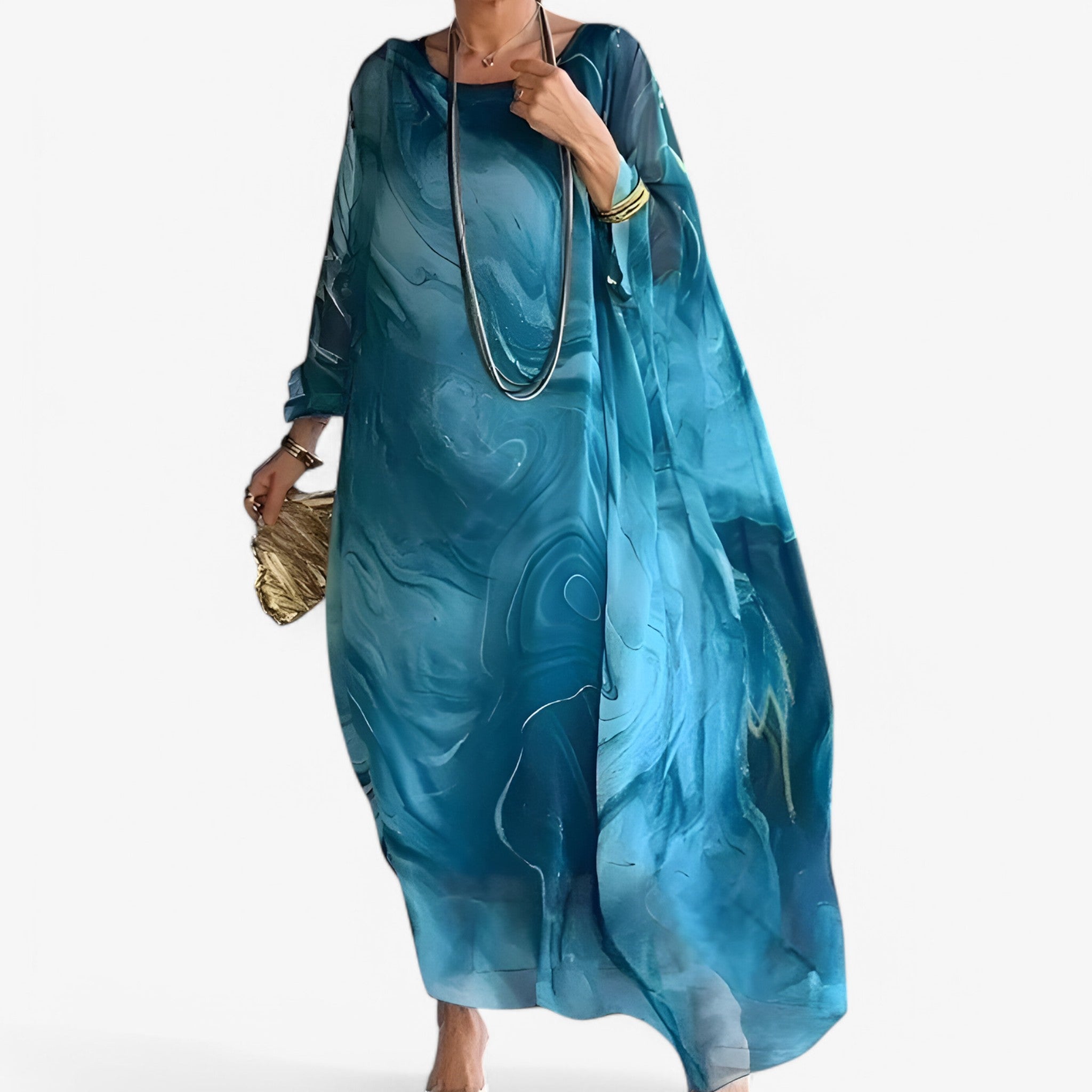 Celeste | Maxi abito in marmo - Unico ed elegante - Blu - new - Concept Palermo