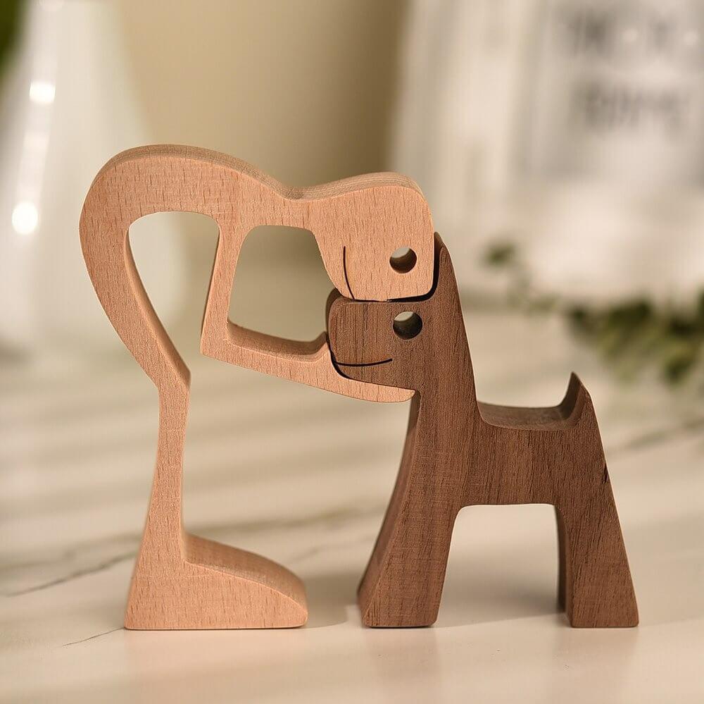 Scultura in legno di uomo e cane - - M1548 new_for_google - Concept Palermo