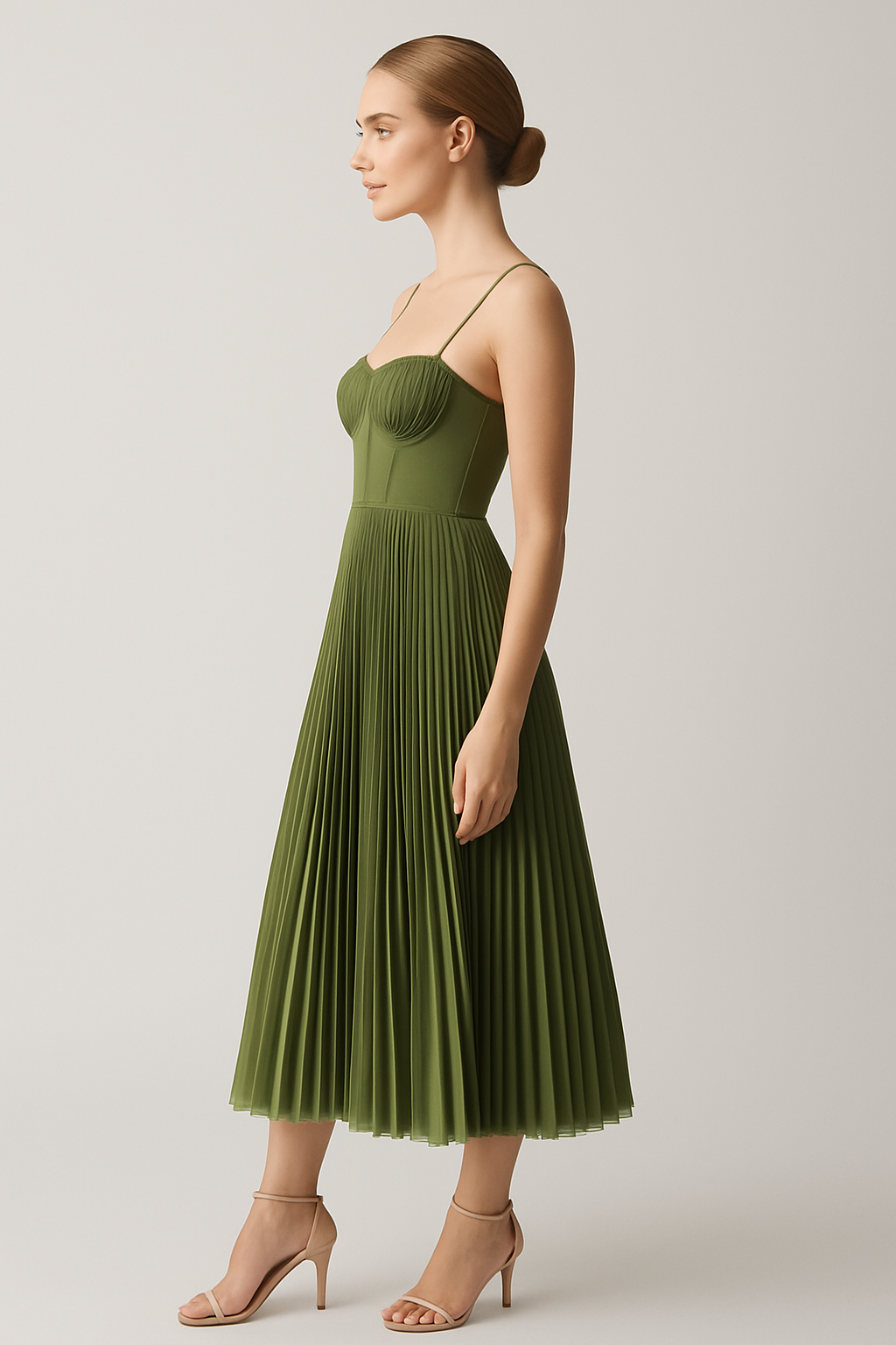 Elena | Abito plissettato con spalline sottili - - DRESS Dresses female dress jurken Maxi Dresses - Concept Palermo